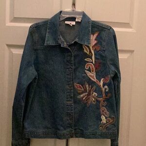 🦋NWOT So Fun Kim Rogers Embroidered Size Med Denim Jacket Closet Must Have 🦋